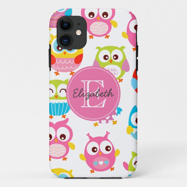 Funda De Case-Mate Para iPhone Lechuzas recortadas monogramadas (Reverso)