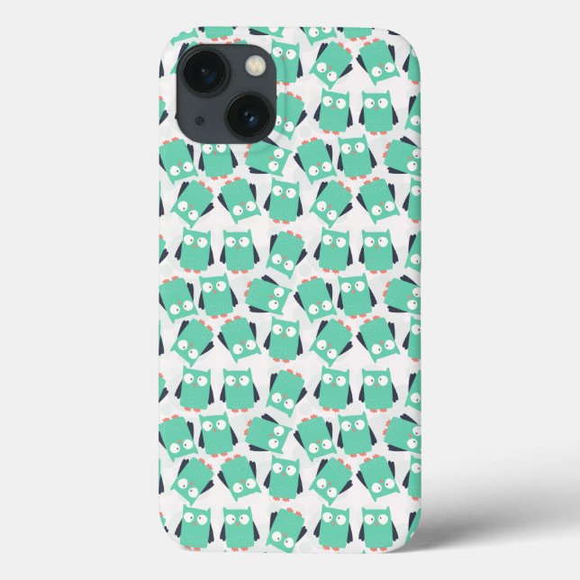 Funda De Case-Mate Para iPhone Lechuzas singulares verde azuladas (Reverso)