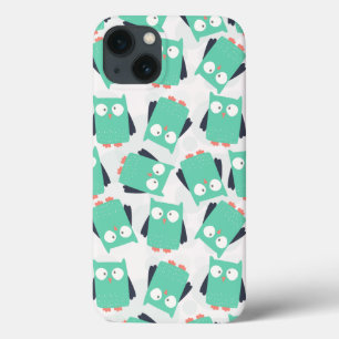 Funda Para iPhone 13 Lechuzas singulares verde azuladas