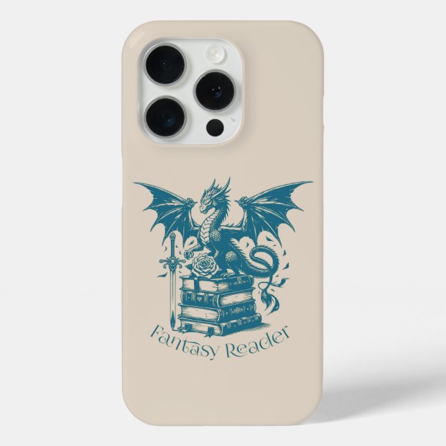 Funda De Case-Mate Para iPhone Lector de fantasía de Dragon and Books (Reverso )