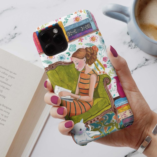 Funda De Case-Mate Para iPhone Leer libros Chica Gato amante | iPhone 7 más Funda (Subido por el creador)
