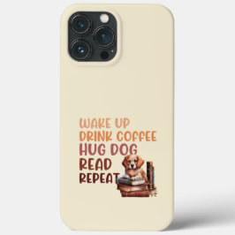 Funda Para iPhone 13 Pro Max Leer un perro abrazo de café para beber