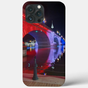 Funda Para iPhone 13 Pro Max Lemán Havasu, puente de Londres rojo, blanco y azu