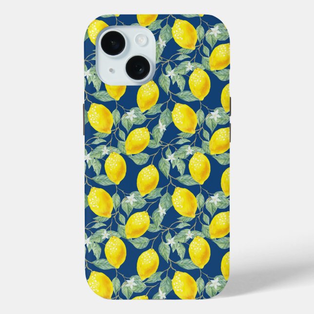 FUNDA DE Case-Mate PARA iPhone LEMON FRUITS BLUE BACKGROUND (Reverso )