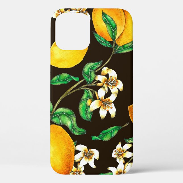 Funda De Case-Mate Para iPhone Lemon Seamless Pattern pintado a mano en acuarela (Reverso )