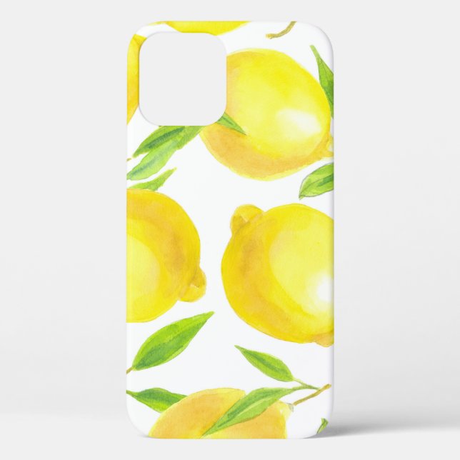 Funda De Case-Mate Para iPhone Lemones y hojas de acuarela: patrón. (Reverso )