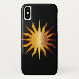 Funda Para iPhone X Leo Sol Signo de Fuego Mes de Cumpleaños Rojo y Do