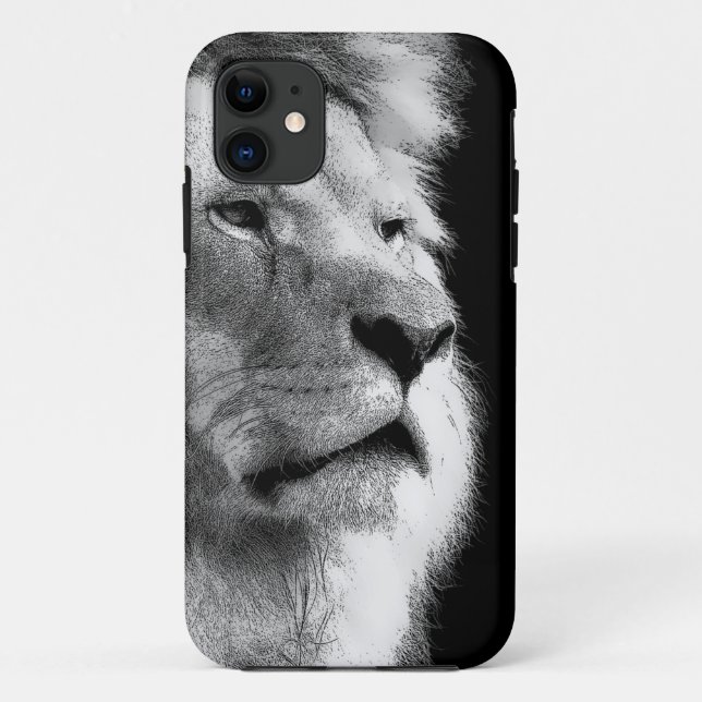 Funda De Case-Mate Para iPhone León blanco negro (Reverso)