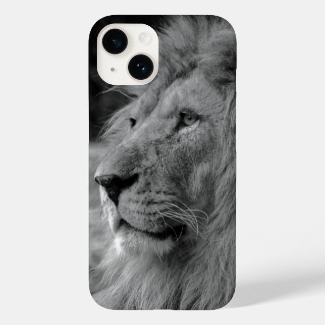 Funda De Case-Mate Para iPhone León blanco y negro - Animal salvaje (Reverso )