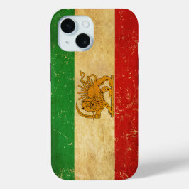 Funda Para iPhone 15 León de la bandera de Irán y Shah del sol de la ba