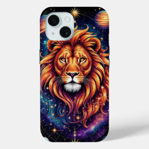 Funda Para iPhone 15 León en galaxia estelar cósmica