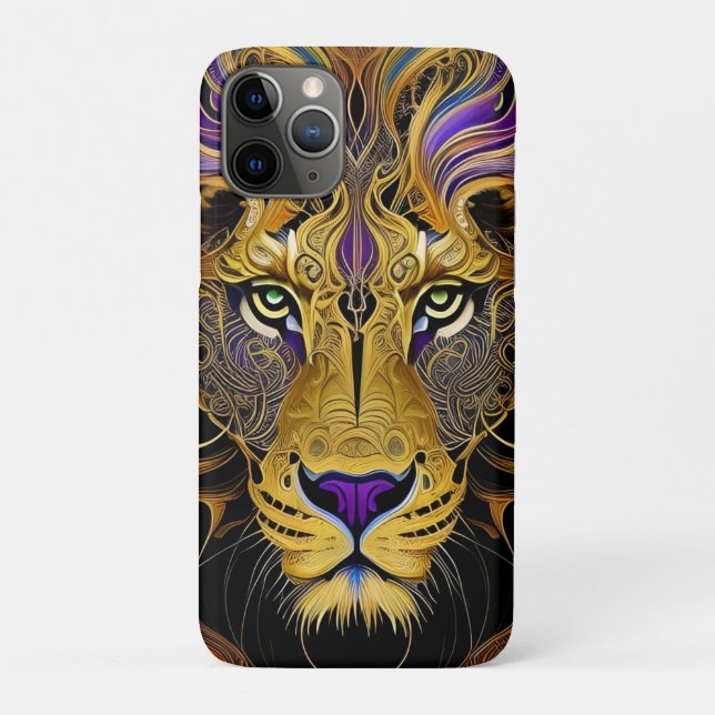 Funda De Case-Mate Para iPhone León filigrí dorado (Reverso)
