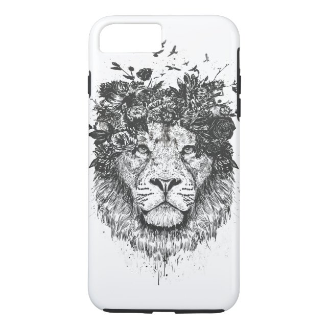 Funda De Case-Mate Para iPhone León floral (blanco y negro) (Reverso)