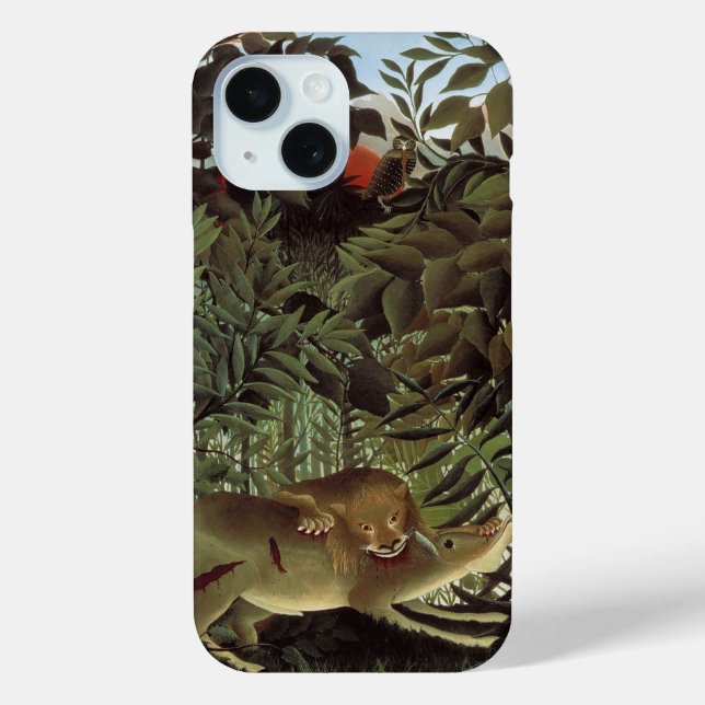 Funda De Case-Mate Para iPhone León hambriento de Henri Rousseau, animal salvaje  (Reverso )