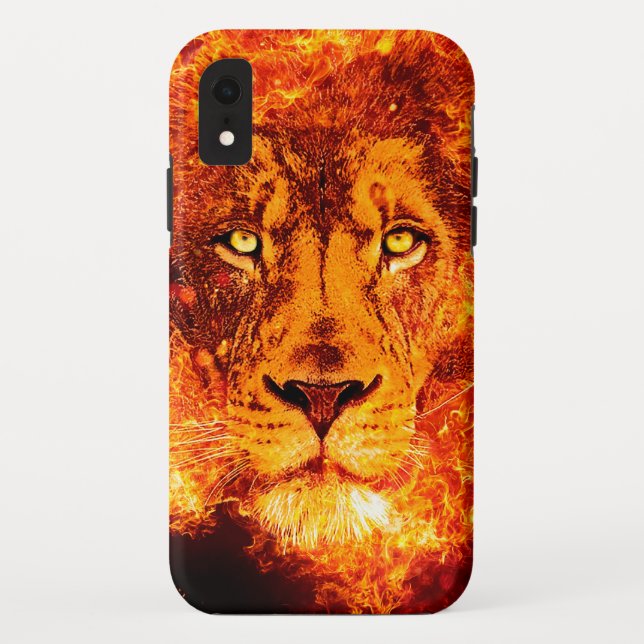 Funda De Case-Mate Para iPhone León llameante impresionante (Reverso)