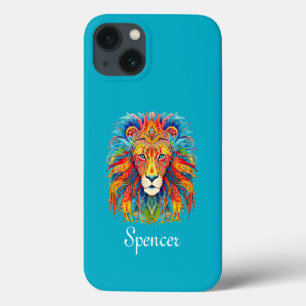 Funda Para iPhone 13 León tribal majestuoso con nombre personalizado