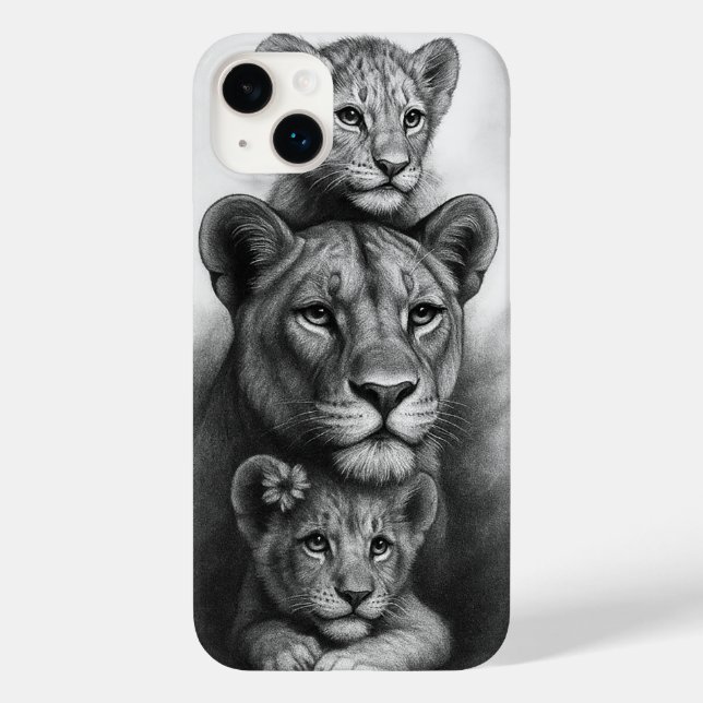 Funda De Case-Mate Para iPhone Leona y cachorros (Reverso )