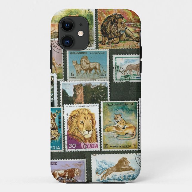 Funda De Case-Mate Para iPhone Leones en sellos (Reverso)