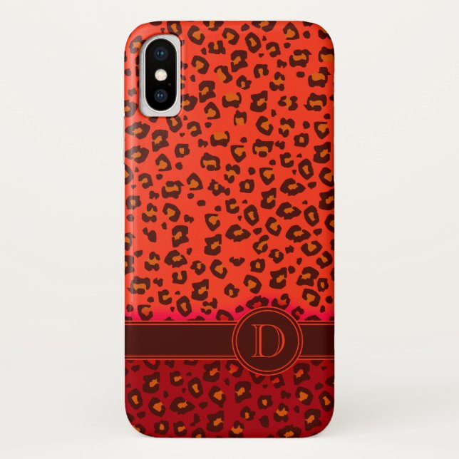 Funda De Case-Mate Para iPhone Leopard animal print reds monograma iphone case (Reverso)