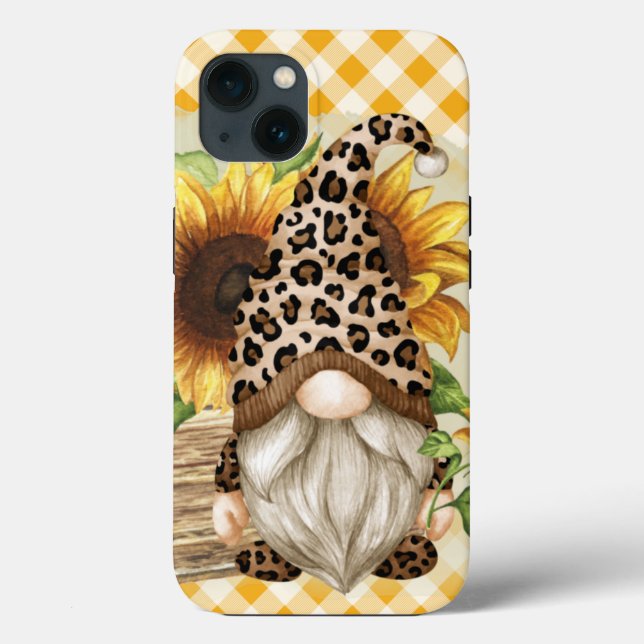 Funda De Case-Mate Para iPhone Leopard Gnome Sunflowers (Reverso )