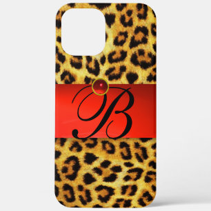 TITLE_SEO2 LEOPARD IMPRESO FUR ROJO GEMSTONE MONOGRAM,