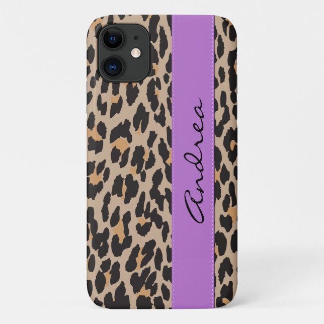 Funda De Case-Mate Para iPhone Leopard Print, Spots, Brown Leopard, Tu Nombre (Reverso)