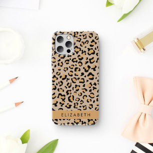 Funda Para iPhone 12 Pro Leopard Print, Spots, Brown Leopard, Tu Nombre