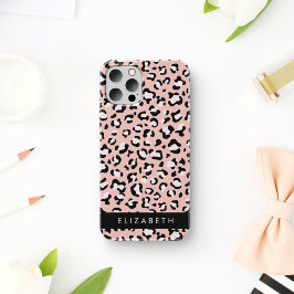 Funda Para iPhone 12 Pro Leopard Print, Spots, Pink Leopard, Tu Nombre