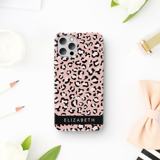 Funda De Case-Mate Para iPhone Leopard Print, Spots, Pink Leopard, Tu Nombre (Subido por el creador)