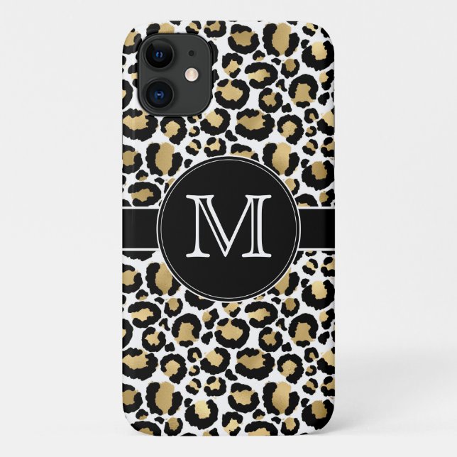 Funda De Case-Mate Para iPhone Leopardo blanco y dorado (Reverso)