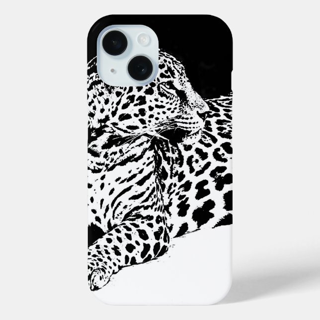 Funda De Case-Mate Para iPhone Leopardo blanco y negro (Reverso )
