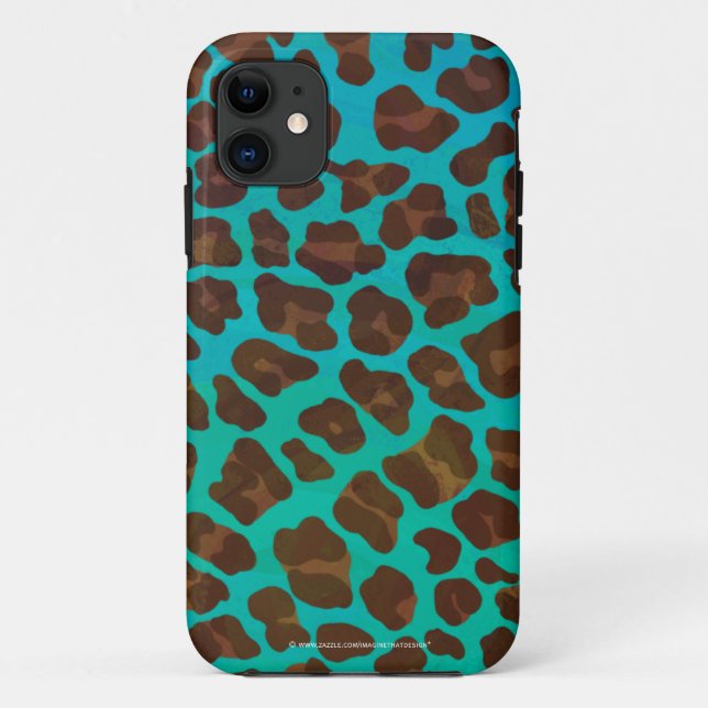 Funda De Case-Mate Para iPhone Leopardo Brown e impresión Verde azulada (Reverso)