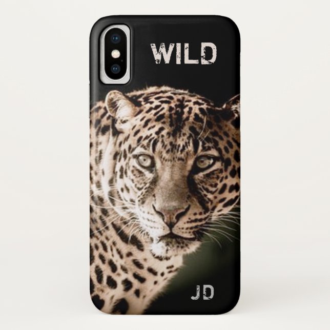 Funda De Case-Mate Para iPhone Leopardo con monograma (Reverso)
