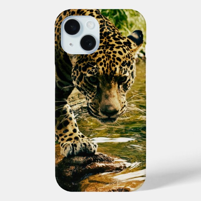 Funda De Case-Mate Para iPhone Leopardo cruzando una corriente (Reverso )