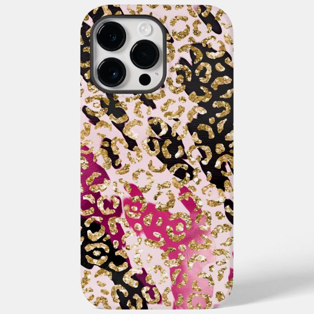 Funda De Case-Mate Para iPhone Leopardo de oro rosado negro (Reverso )