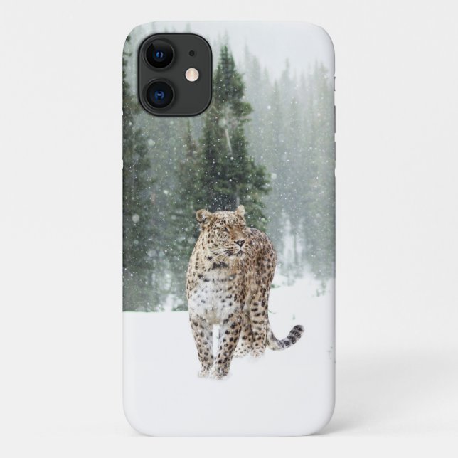 Funda De Case-Mate Para iPhone Leopardo en la nieve (Reverso)