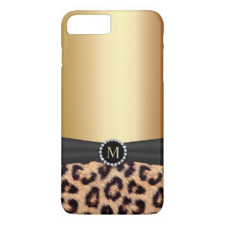 Funda Para iPhone 8 Plus/7 Plus Leopardo moderno del monograma del oro