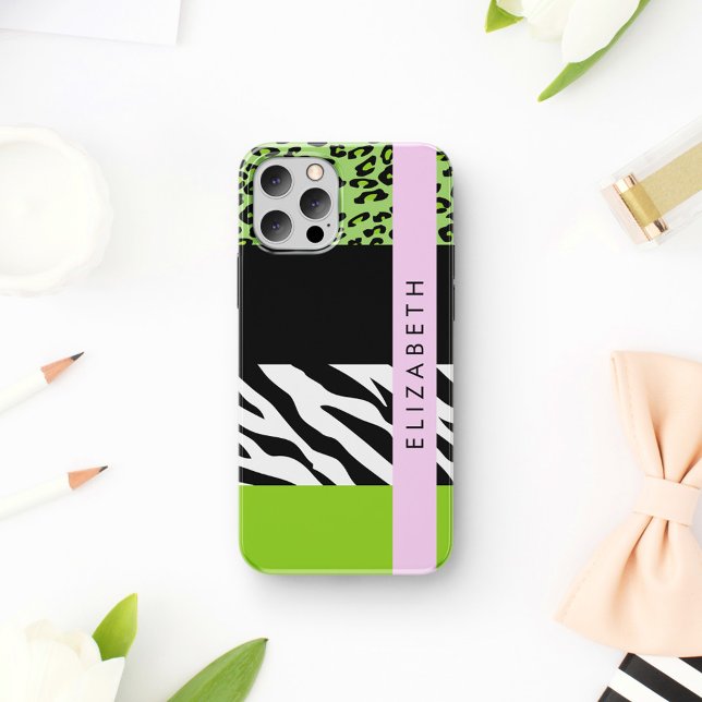 Funda De Case-Mate Para iPhone Leopardo Print, Zebra Print, Green, Your Name (Subido por el creador)