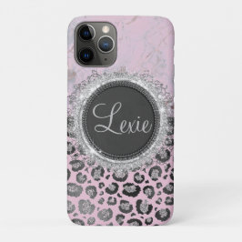 Funda Para iPhone 11 Pro Leopardo Purpurina de mármol rosa de Rubor persona