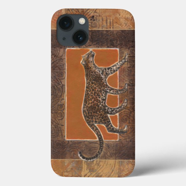 Funda De Case-Mate Para iPhone Leopardo sobre el fondo Naranja y marrón (Reverso)