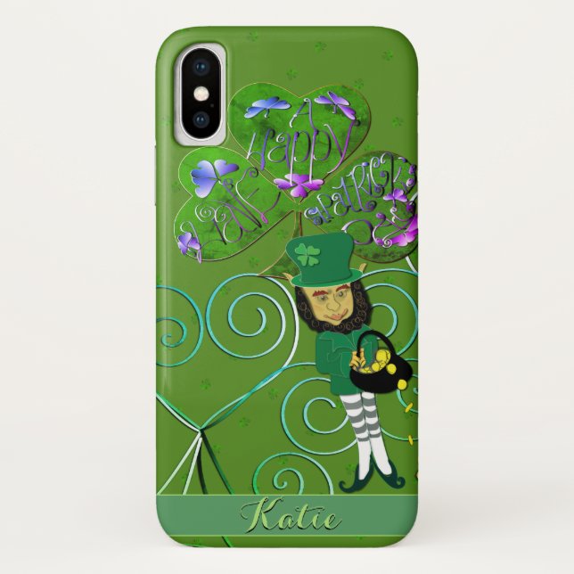 Funda De Case-Mate Para iPhone Leprechaun Shamrock (Reverso)