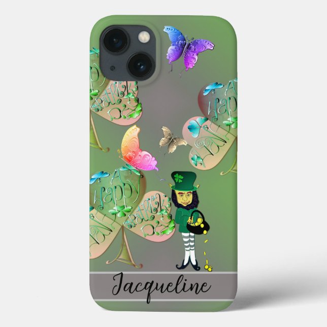 Funda De Case-Mate Para iPhone Leprechaun y Shamrock (Reverso)