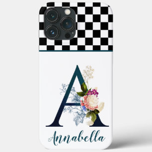 Funda Para iPhone 13 Pro Max Letra A del monograma floral de cartón