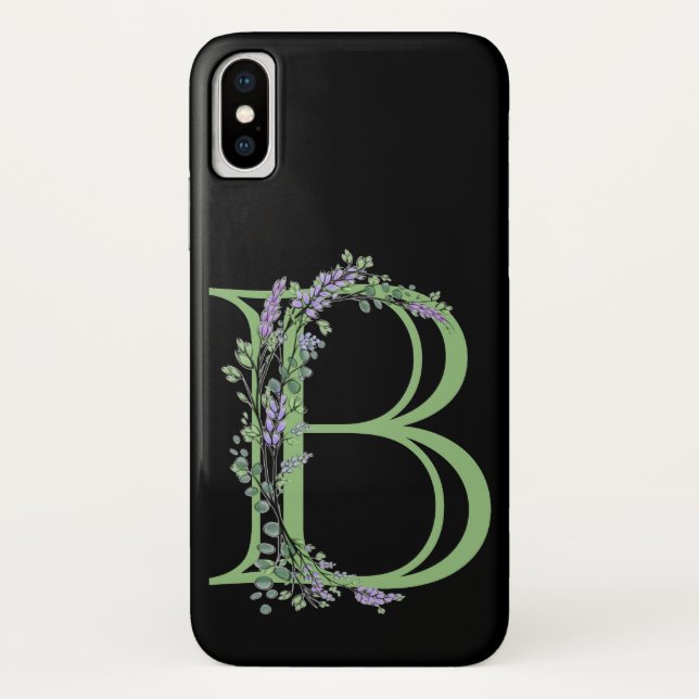 Funda De Case-Mate Para iPhone Letra alfabética B acuarela Lavender Eucalyptus (Reverso)