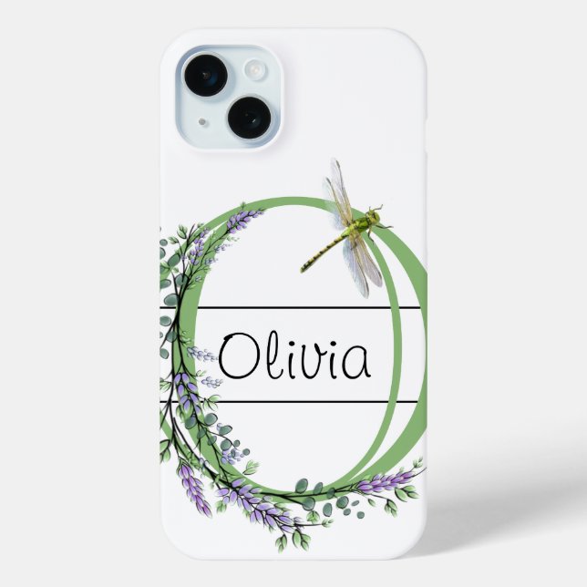 Funda De Case-Mate Para iPhone Letra alfabética O, acuarela Lavender Dragonfly (Reverso )