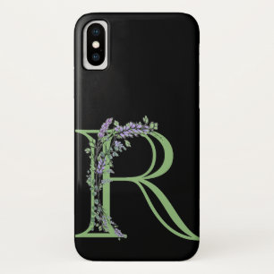 Funda Para iPhone X Letra alfabética R acuarela Lavender Eucalyptus
