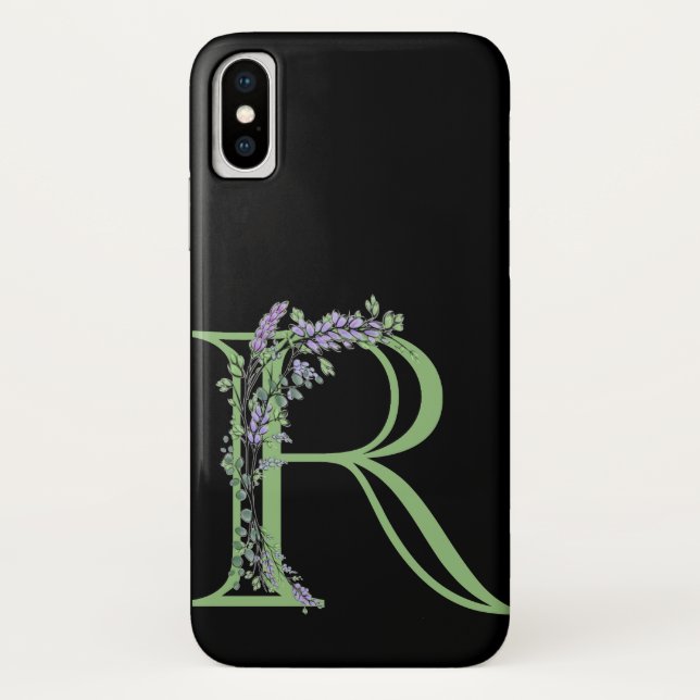Funda De Case-Mate Para iPhone Letra alfabética R acuarela Lavender Eucalyptus (Reverso)