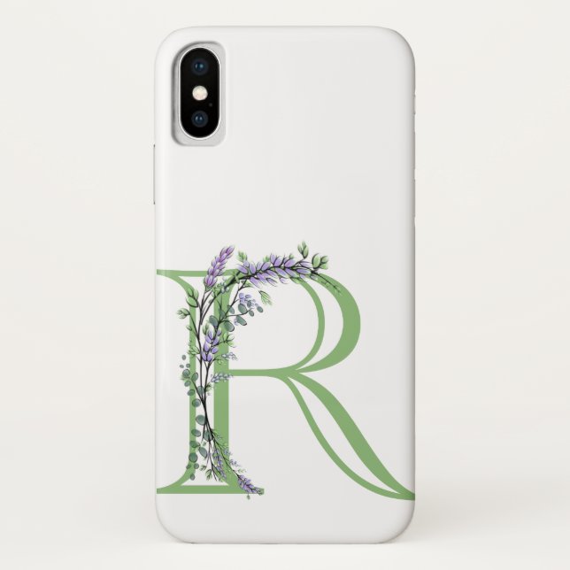 Funda De Case-Mate Para iPhone Letra alfabética R acuarela Lavender Eucalyptus (Reverso)