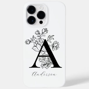 Funda Para iPhone 14 Pro Max De Case-Mate Letra botánica floral monograma A Nombre