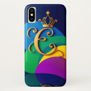 Funda Para iPhone X Letra C Corona Dorada Monograma Real Elegancia ✨